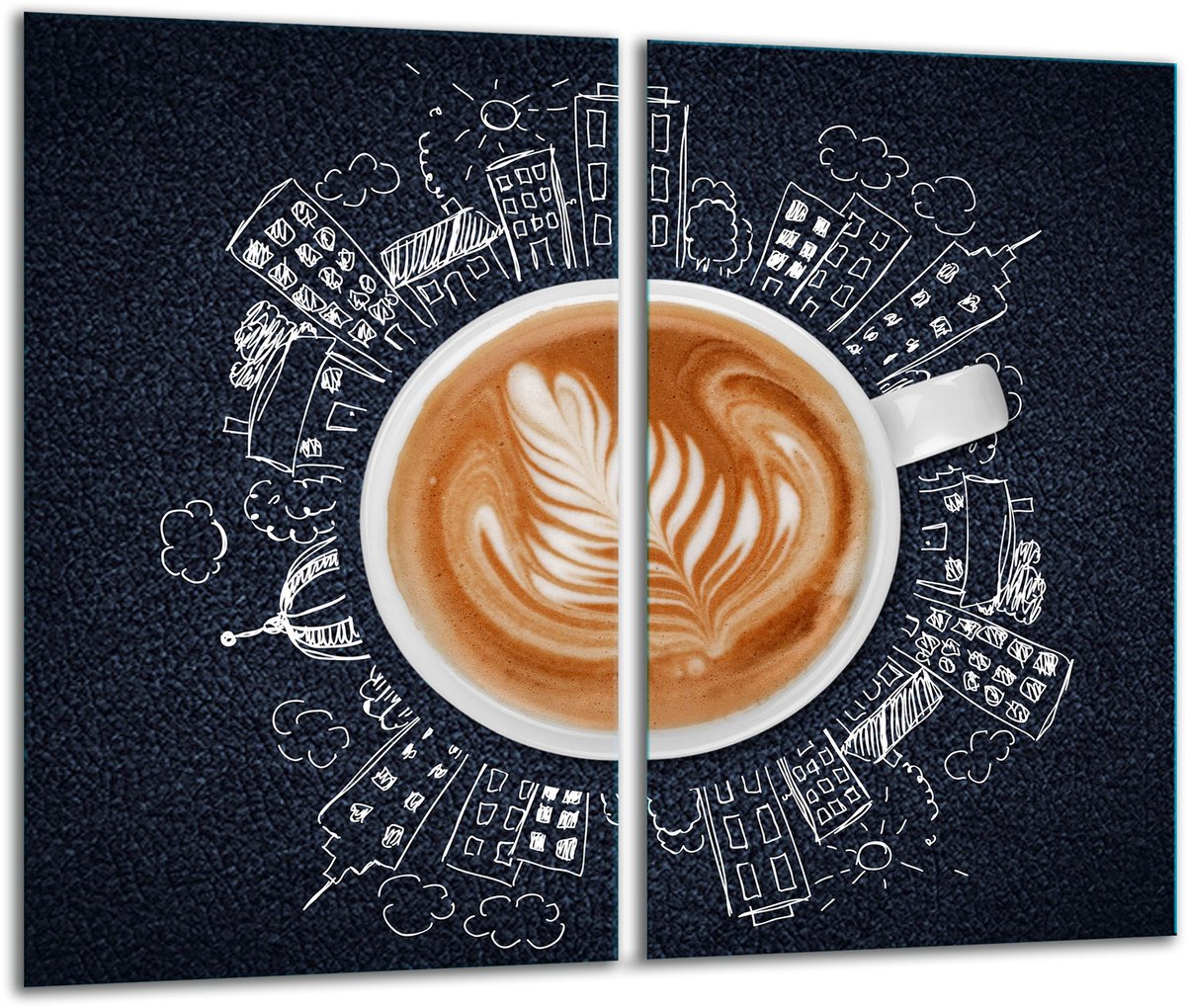 TMK ArtDeko - Snijplank - Glas - Koffie Ontwerp - 30x52cm