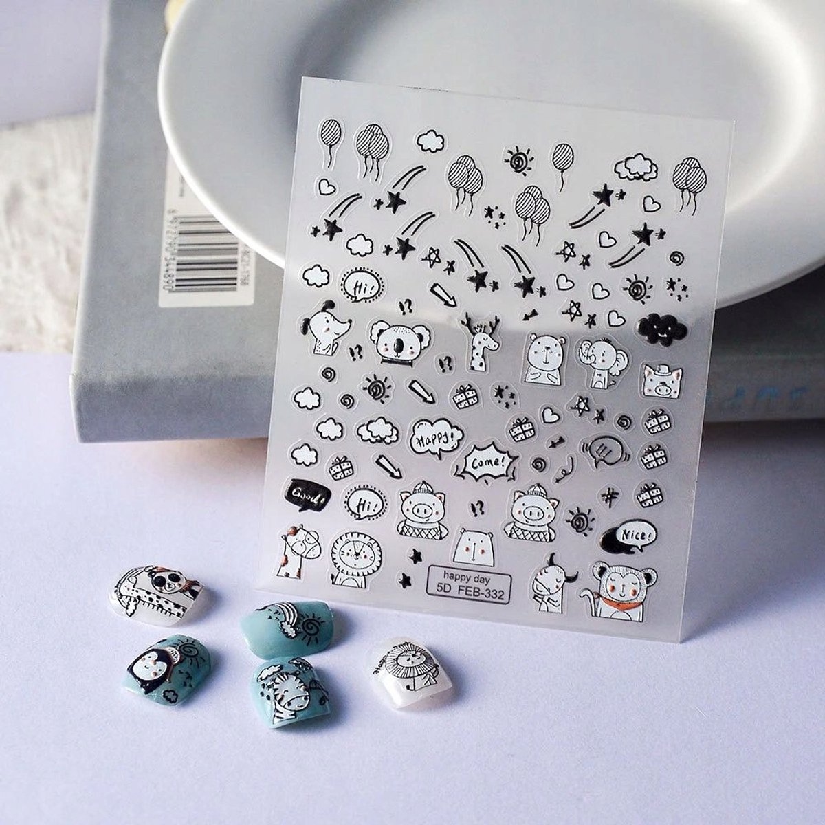 Frezarkowo - 3D Zelfklevende Nagelstickers - Dieren, Cadeaus, Ballonnen