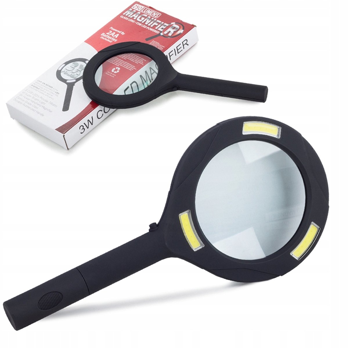 Loep met LED verlichting - Handloep Zwart - Vergrootglas/Loep met 3x vergroting - Lees Vergrootglas - Vergrootglas voor Diamond Painting, Ministek - Leesloep voor slechtziende - Handloep op LED verlichting