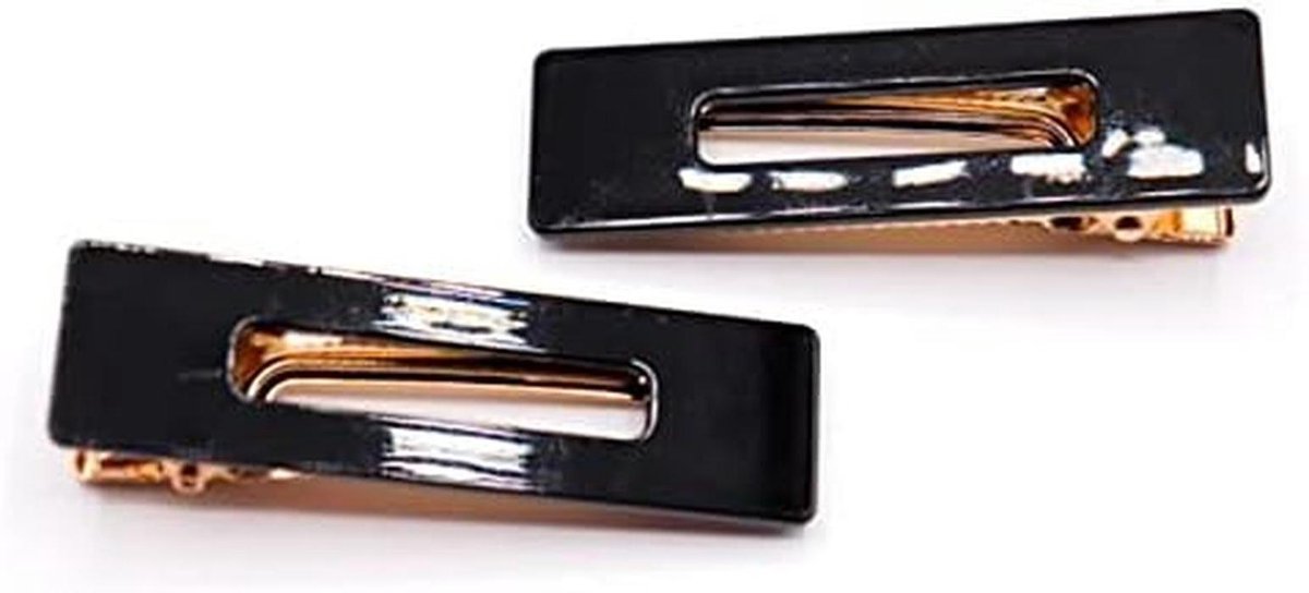 Haarclips - Klemmen - Haar Stijlen - Vergulde Hardware - 2 Stuks - Zwart