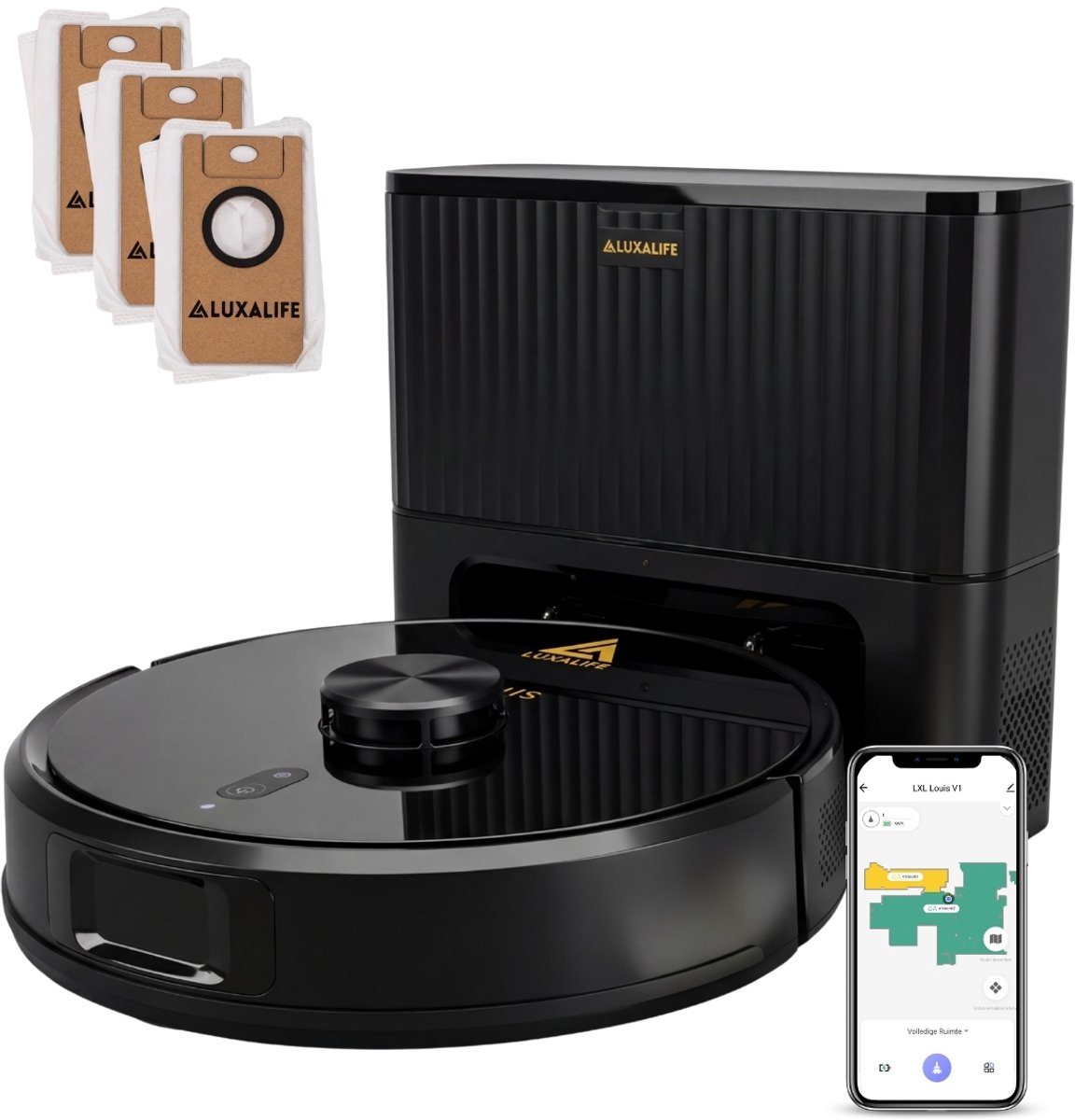 LuxaLife Louis V1 Robotstofzuiger met Dweilfunctie en Leegstation – 10.000 Pa Zuigkracht – LiDAR Navigatie – Y-Shape Dweilen – Nederlandse App – Geschikt voor Tapijt — afbeelding 1