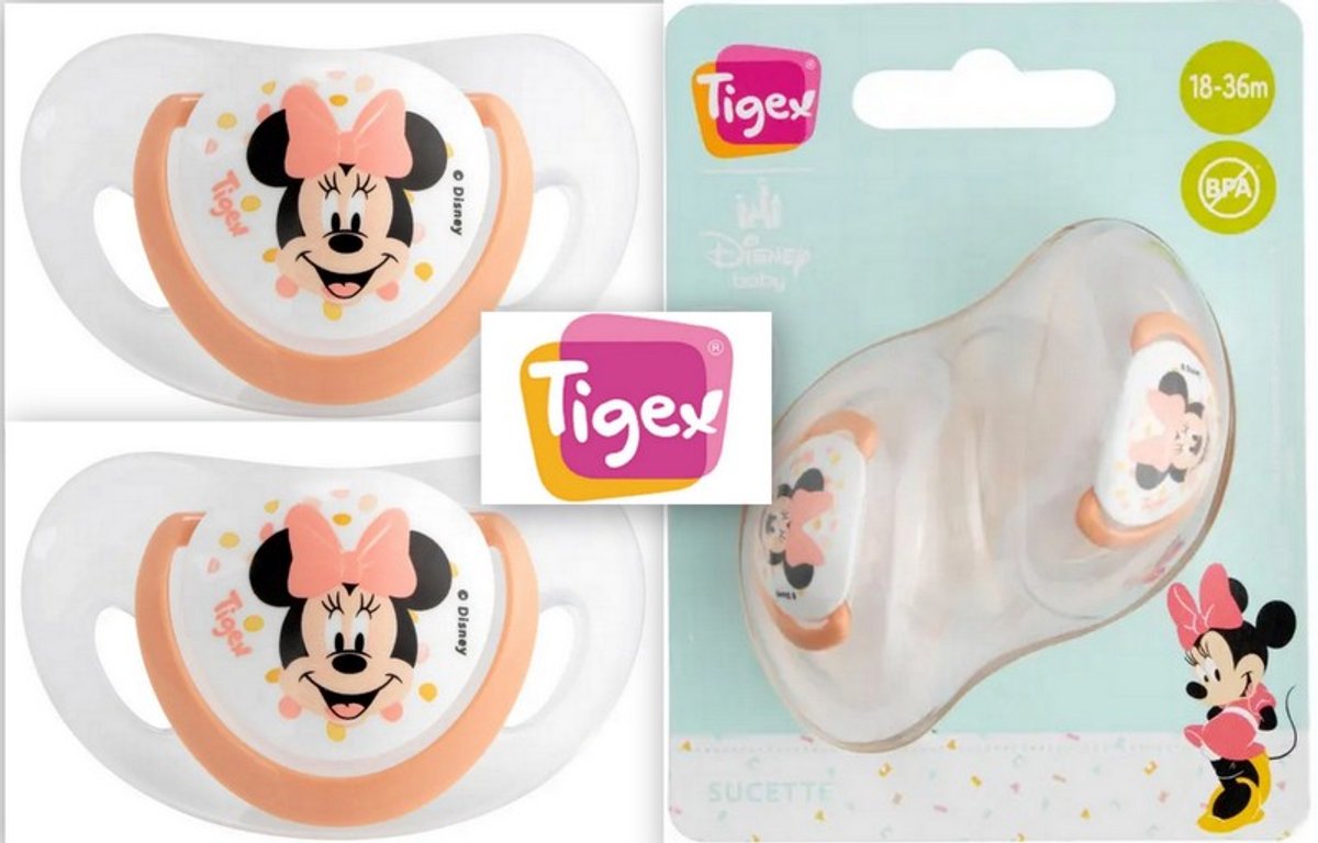 Tigex Fopspeen - Minnie Mouse - 18-36 Maanden - 2 Stuks - Siliconen