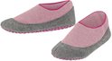 Roze Falke huissokken met grijze zool en anti-slip nopjes.