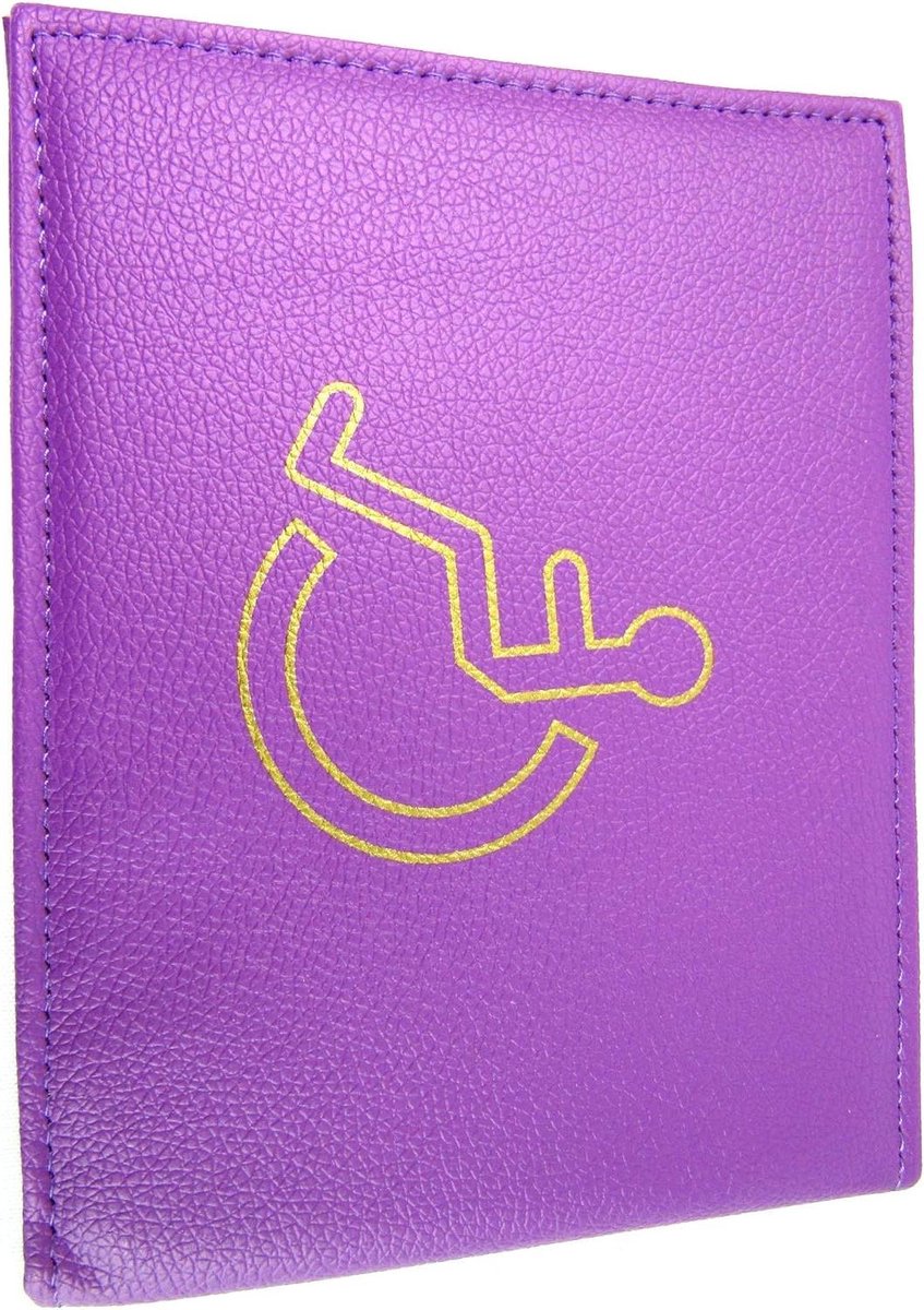 Badgehouder Gehandicapten - Kaarthouder Toegang - Identificatie Tonen - Lichtgewicht PU Leer - 16.5cm x 13.5cm - Paars