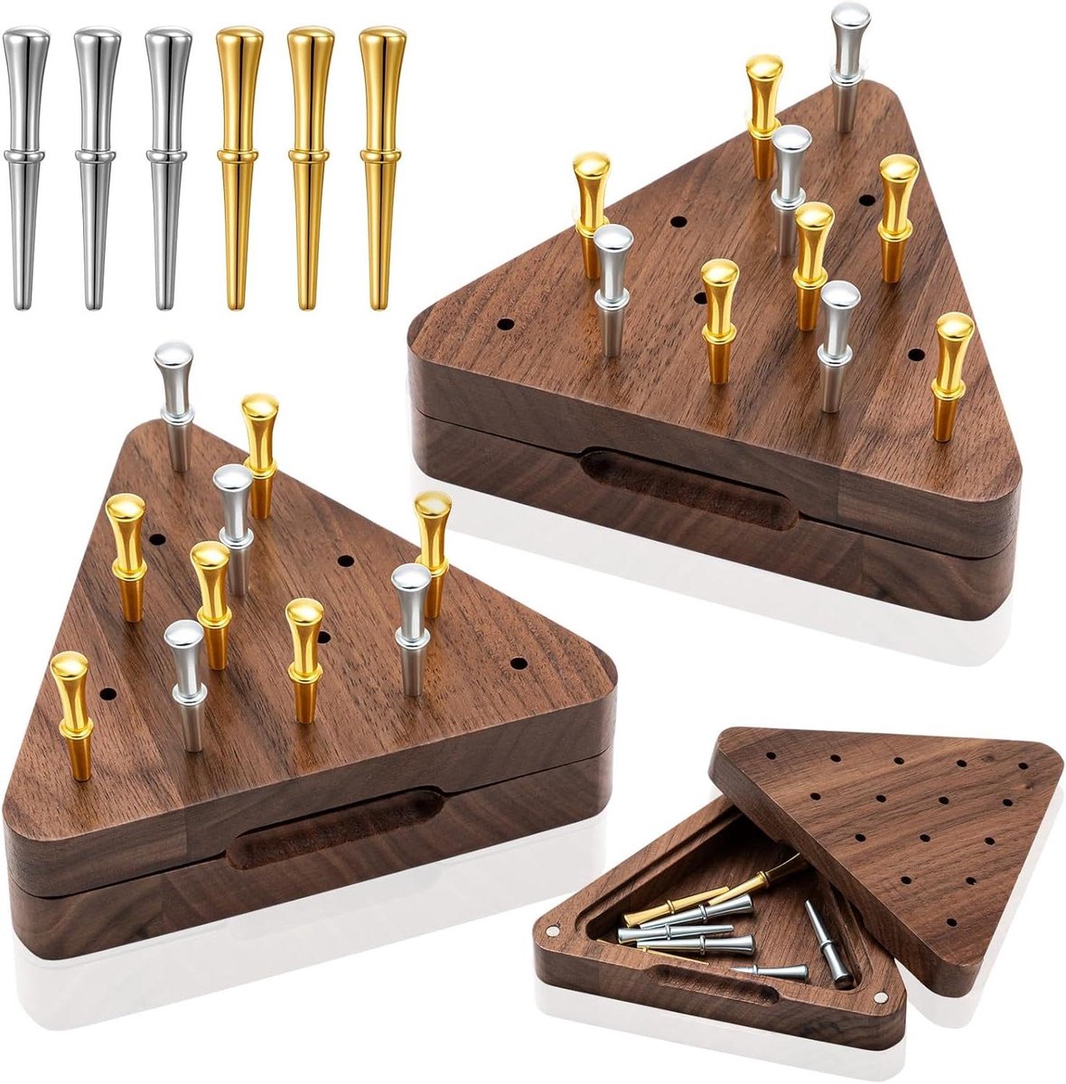 Driehoek Spelset - Peg Game Set - Reis Entertainment - Zwart Walnoot Hout - 105 cm - Houtkleur