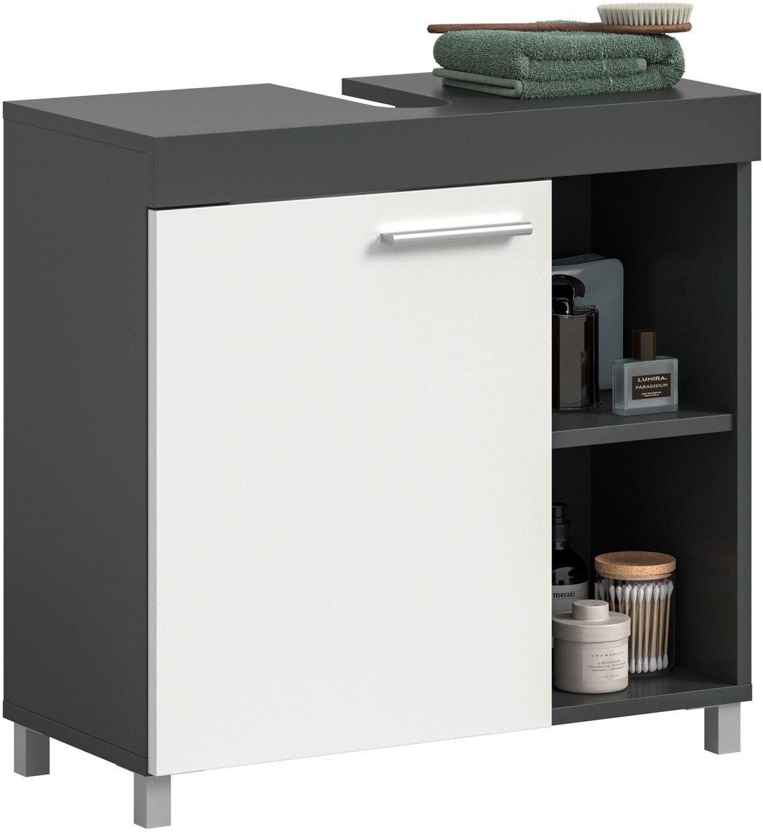 xonox.home Wastafelonderkast Noah antraciet/wit B/H/D: 65x63x31 cm