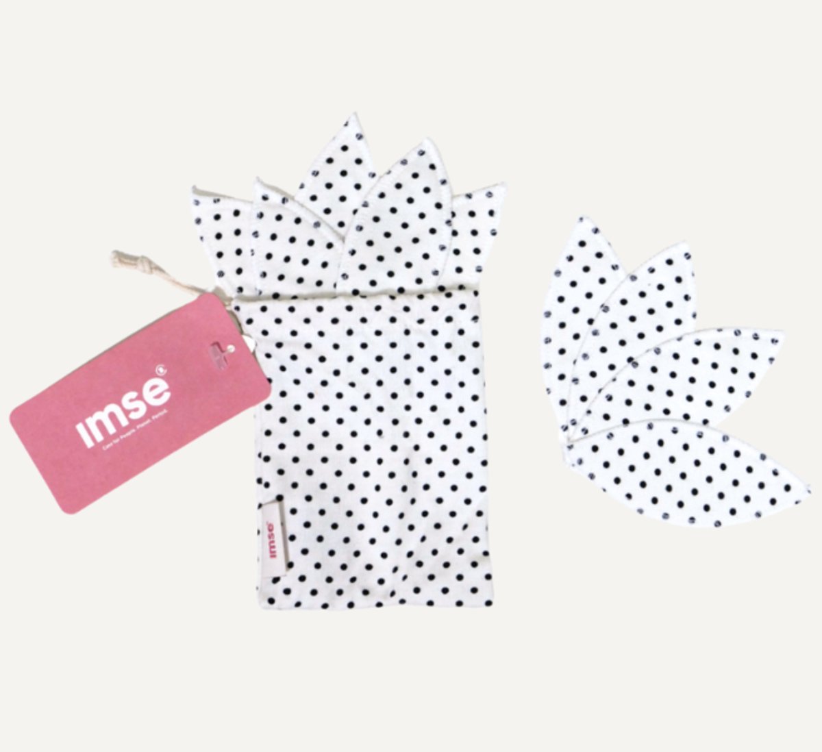 ImseVimse Labia pads - 10 stuks - met bewaarzakje - BLACK DOTS - voorkomt doorlekken - te gebruiken als aanvulling op je (wasbaar) maandverband - wit/zwart