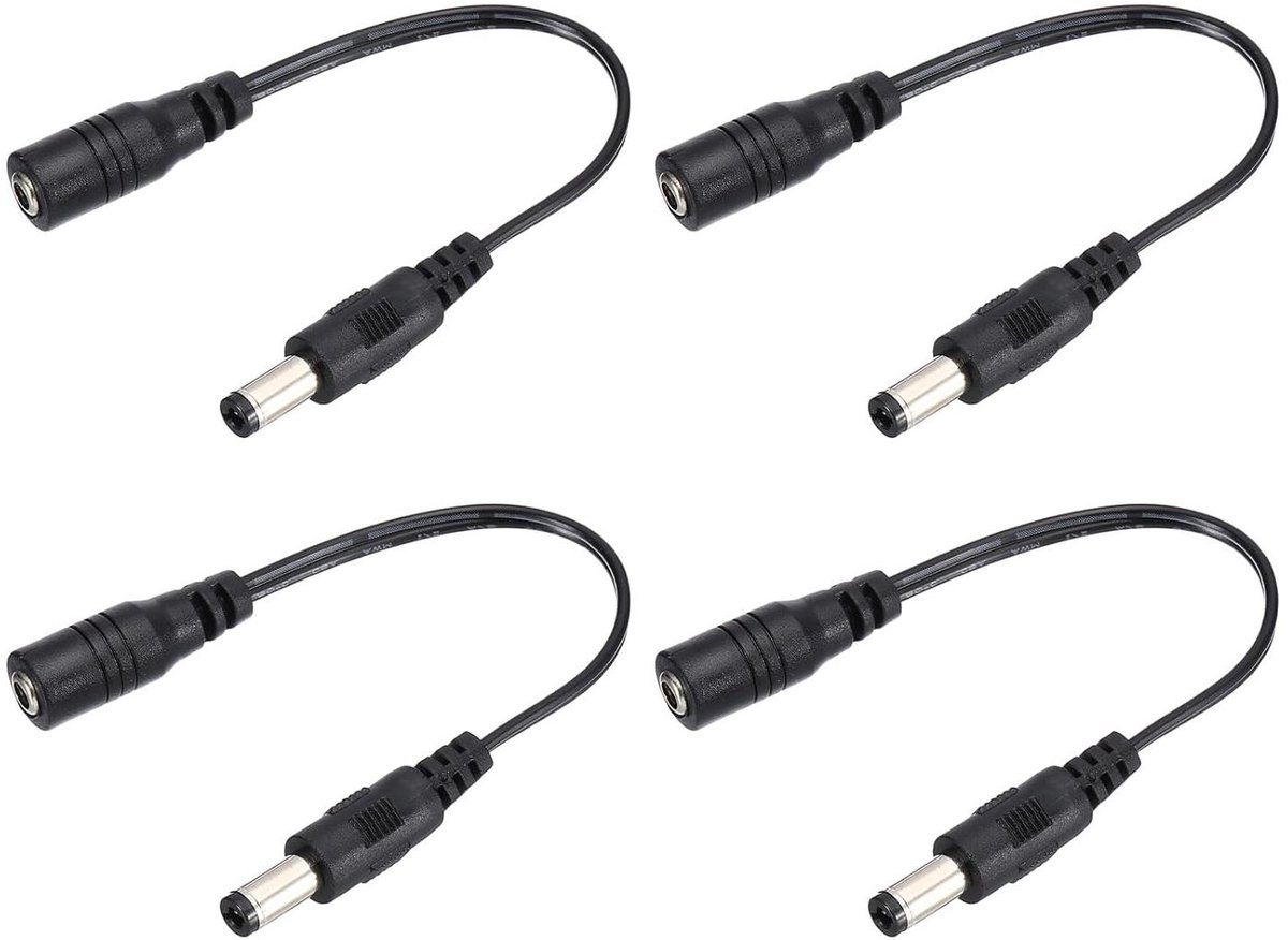 Stroomkabel Adapter - Laadkabel Connector - Apparaten Voeden - Koperen Interface - 17 cm - Zwart