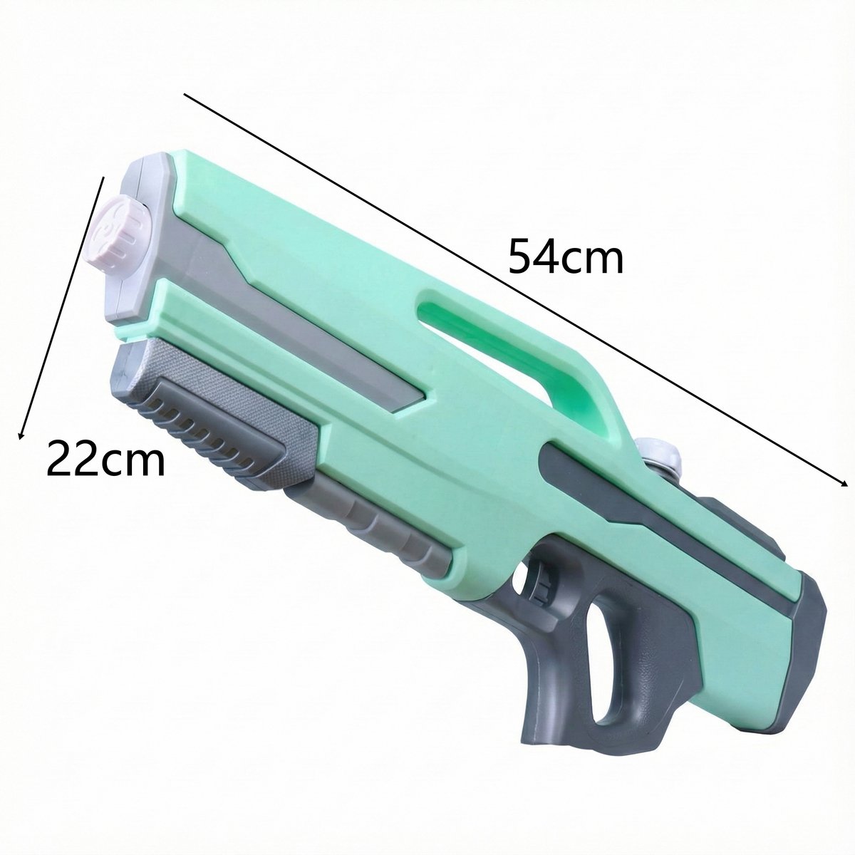 Waterpistool 54cm XL - 1200ml Grote Tank & 8m Schietbereik - Water Pistool- Watergeweer - Super Soaker - Duurzaam Waterspeelgoed voor Strand & Tuin - Buitenspeelgoed voor Kinderen & Volwassenen - 54×22×7cm - Groen, Grijs — afbeelding 2