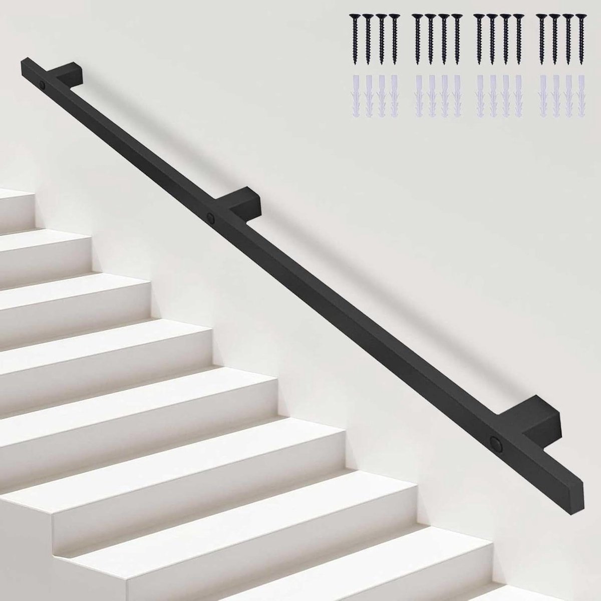 Trapleuning Metaal - Muursteun Smeedijzer - Veilig Traplopen - Hoge Draagkracht - 150 cm - Zwart