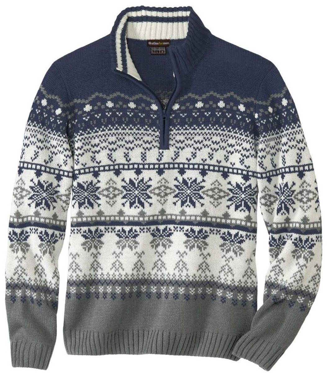 ATLAS FOR MEN - Gebreide trui met jacquardmotief - Heren - Verkrijgbaar in grote maten - 3XL