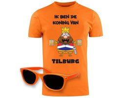 Koningsdag Tilburg 2026 Oranje T-shirt + Oranje Zonnebril - Grappig Shirt