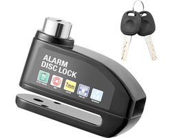 Alarm Schijfrem Slot - 110dB Hoog Volume - Waterdicht - voor Motor, Scooter, Fiets - Anti-Diefstal - Sleutelloos Sluiten - Aluminium Legering - zwart