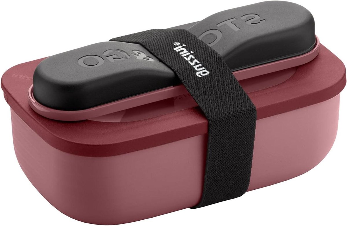 Draagbare lunchbox - Maaltijdcontainer - Lunch meenemen - Inclusief bestek - 900 ml - Rood
