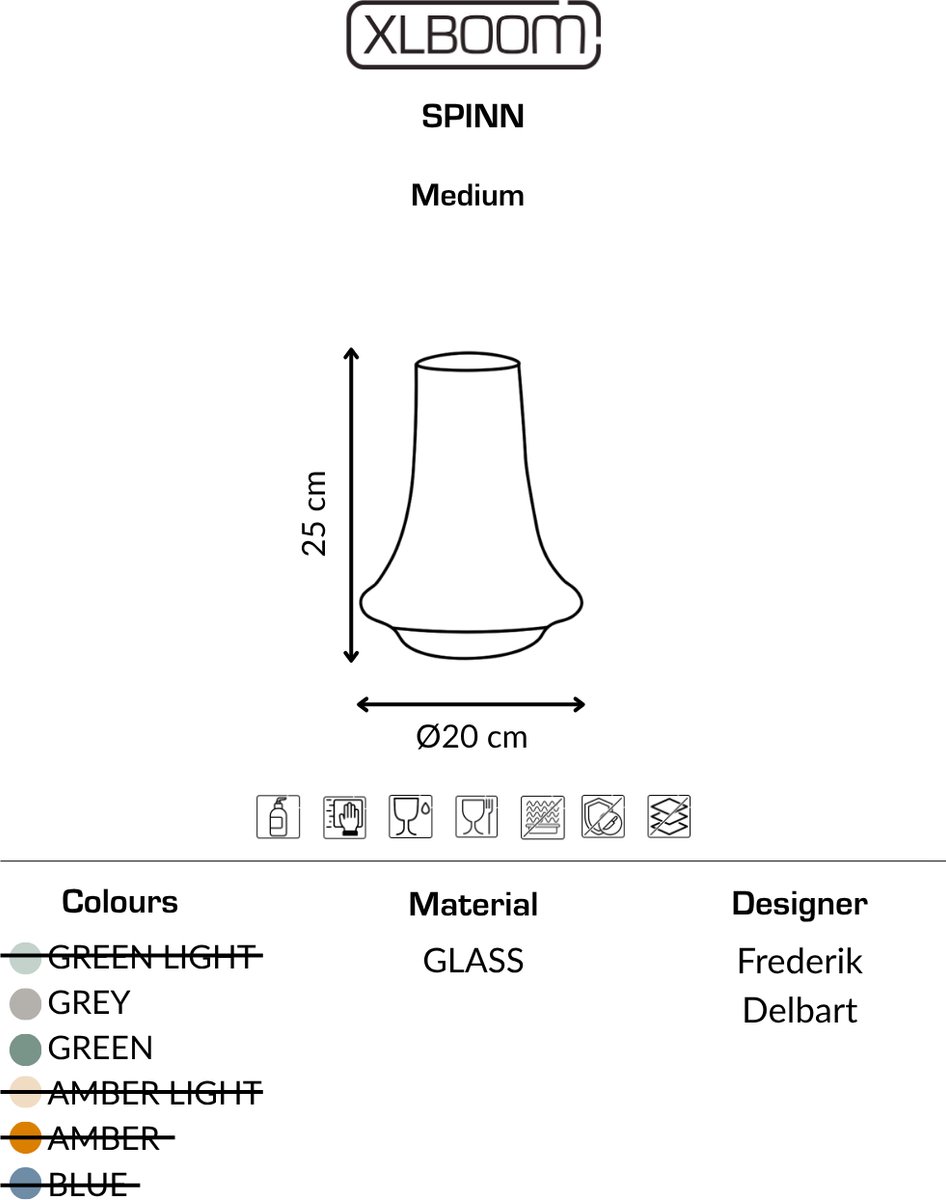 XLBoom Spinn Vaas Medium Groen- 20 × 20 × 25 cm - Mondgeblazen glazen design vaas - Verkrijgbaar in verschillende kleuren - Speelse woondecoratie door Frederik Delbart
