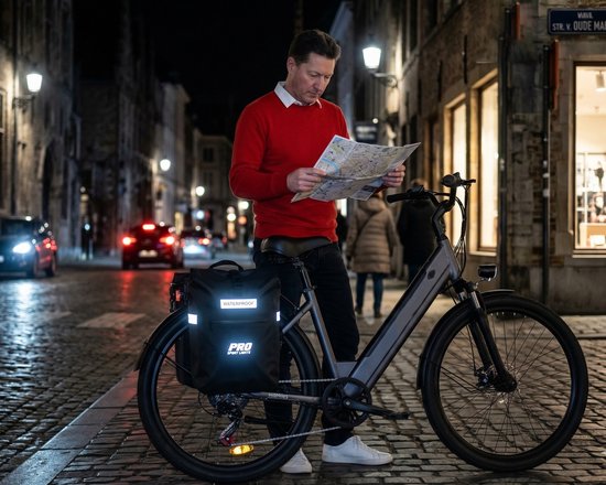 Dubbele Fietstas 56 Liter Zwart Met Reflectoren 100% Waterdicht E-bike Elektrische Fietsen van Merkloos — afbeelding 2