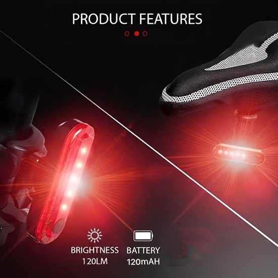USB oplaadbare LED-fietsverlichtingsset: LED-koplampen voor en achter van aluminium, powerbank en telefoonhouder — afbeelding 4