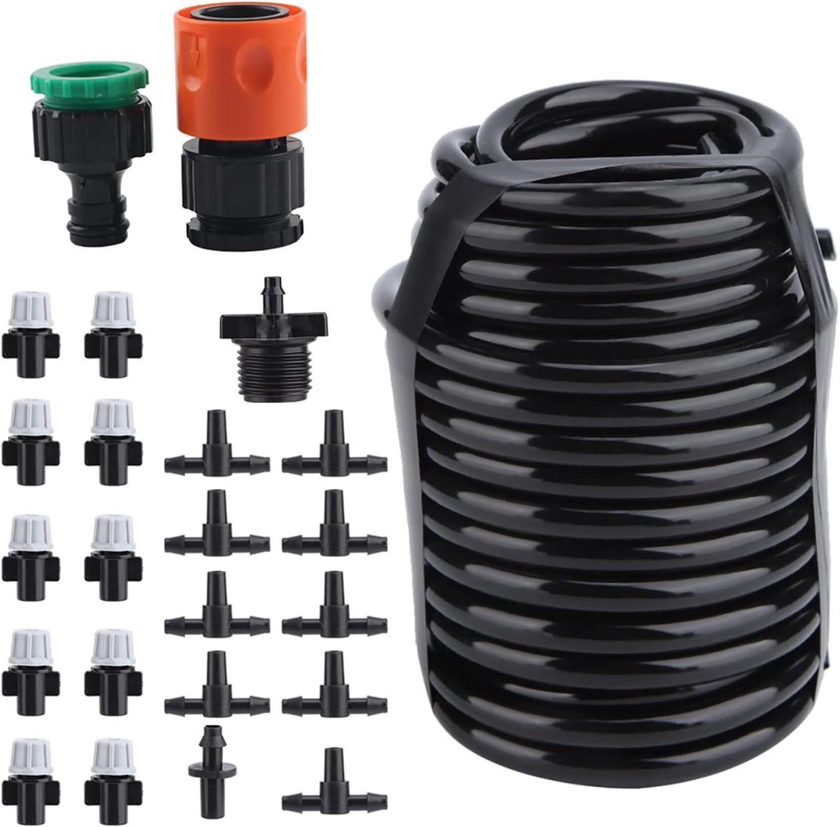 Fdit 1 verstuivingssysteem, koelset, waterslang voor de tuin, sproeier, gazonsproeier, slangirrigatie, irrigatiesysteem, kit voor het bewateren van tuinplanten in de kas
