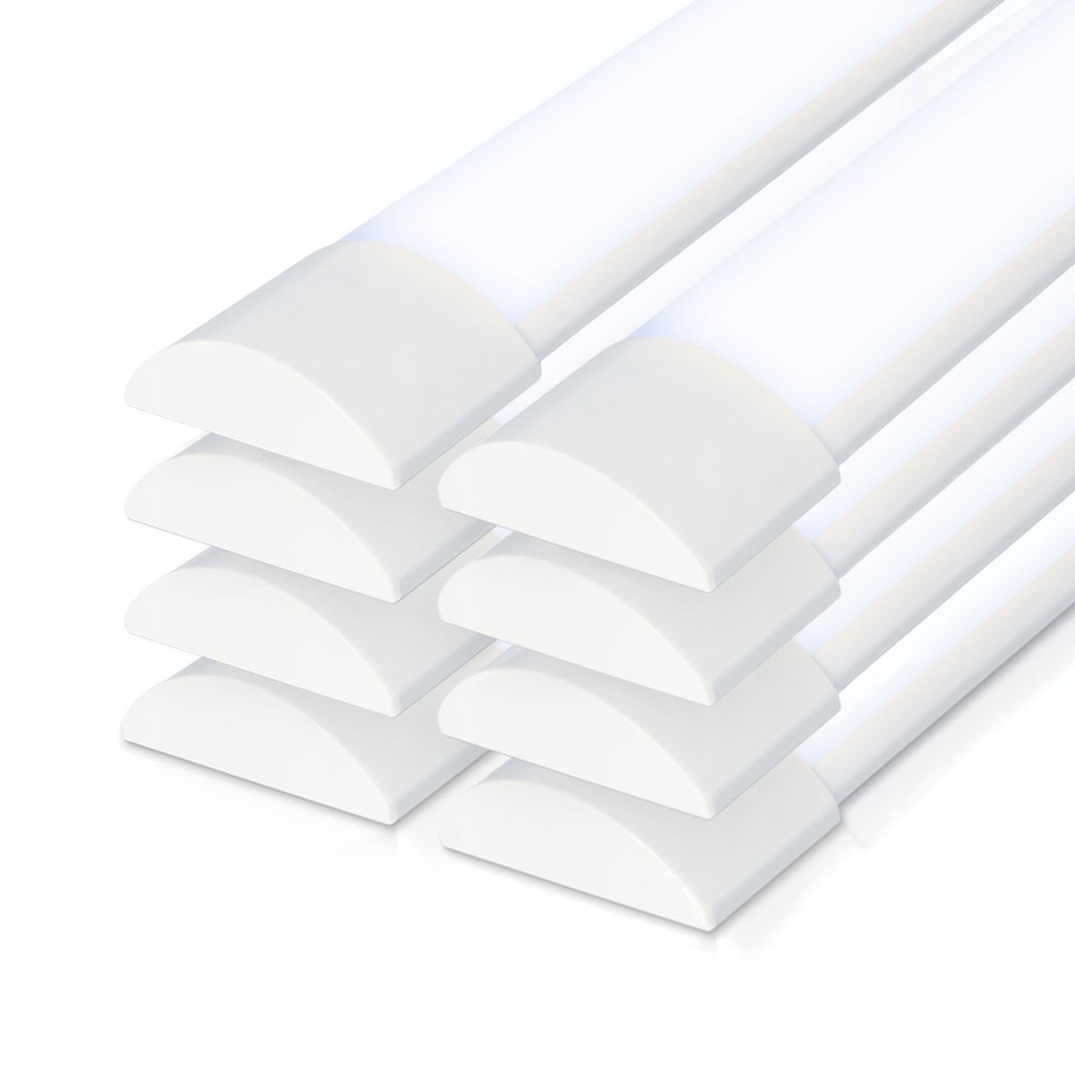 HOFTRONIC – Set van 8 LED Batten rechthoek – 60 cm – 20W 2400 lumen – Daglicht wit 6400K – Flikkervrij – Polycarbonaat – IP20 – Niet dimbaar – Onderbouwverlichting