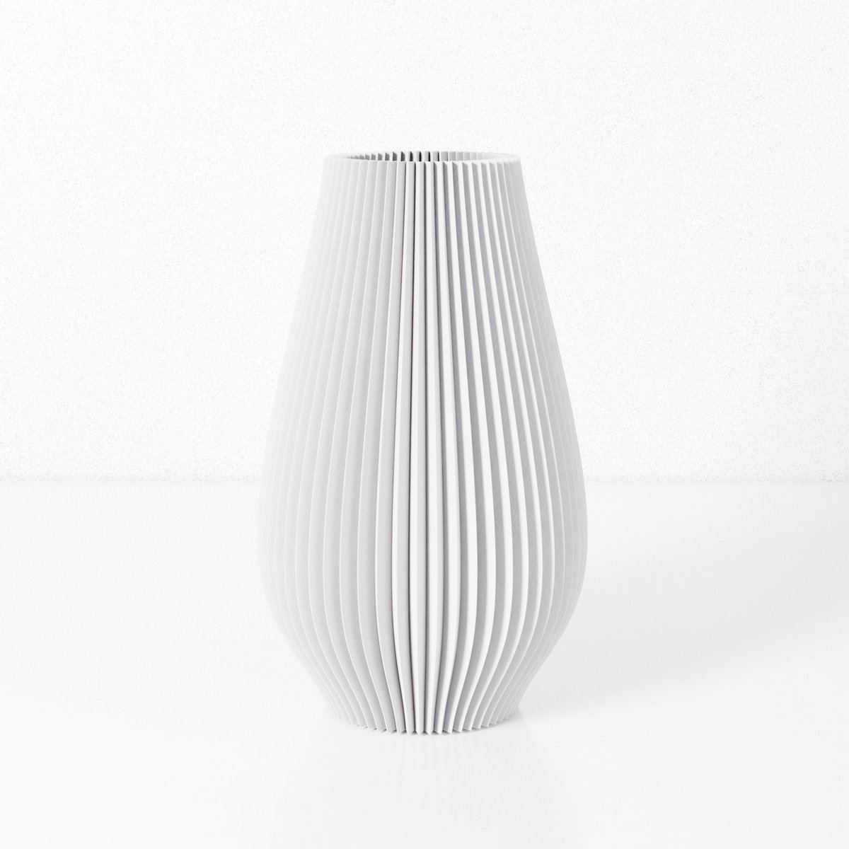 Fleuriek vaas EMMA - Wit H50 cm - Grote vaas met geribbeld design - Moderne vloervaas voor woonkamer of hal - Hoge vaas voor pluimen