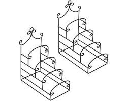 Artliving 4-Tier Metalen Scrollwork Schotel Rack Plaat Rack Display Stand Houder Kast Organizer Set van 2