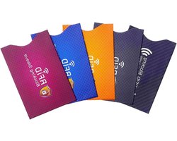 RFID Blocking Sleeves, (5 Pack 5 Color)(TÜV Certification) Anti-Theft Credit Card Protector RFID & NFC Contactless Card Security Holders Prevent Identity Theft for Credit Card, Debit Cards, Passport