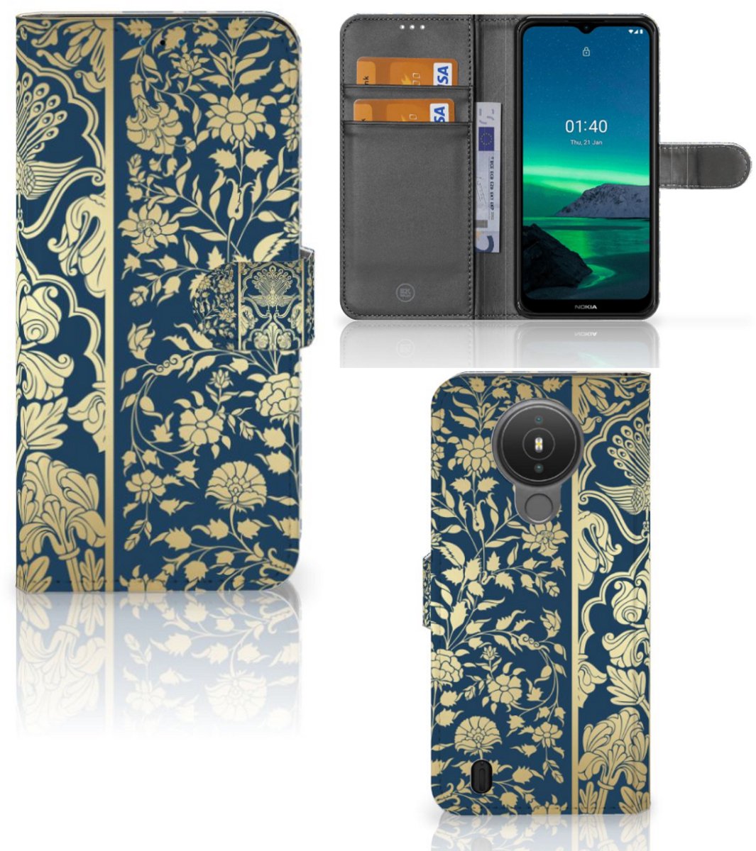 Nokia 1.4 Hoesje Beige Flowers