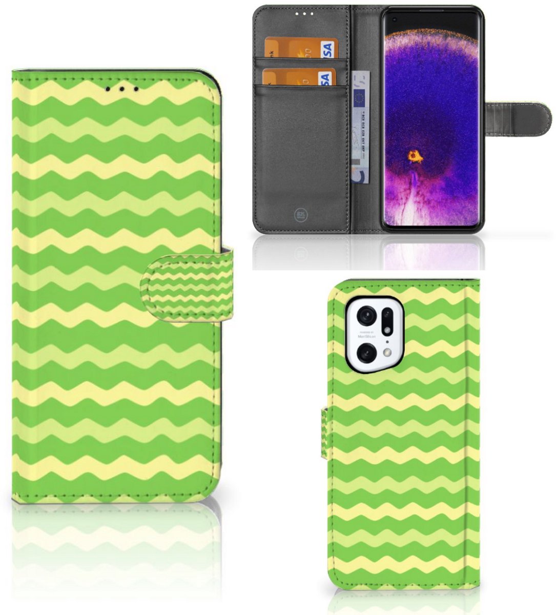 OPPO Find X5 Pro Telefoon Hoesje Waves Green
