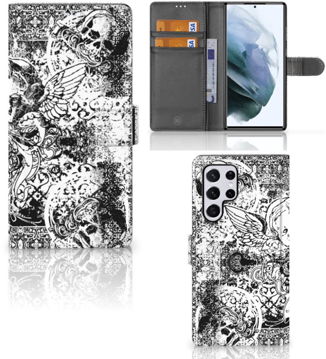 Telefoonhoesje met Naam Samsung Galaxy S22 Ultra Skulls Angel