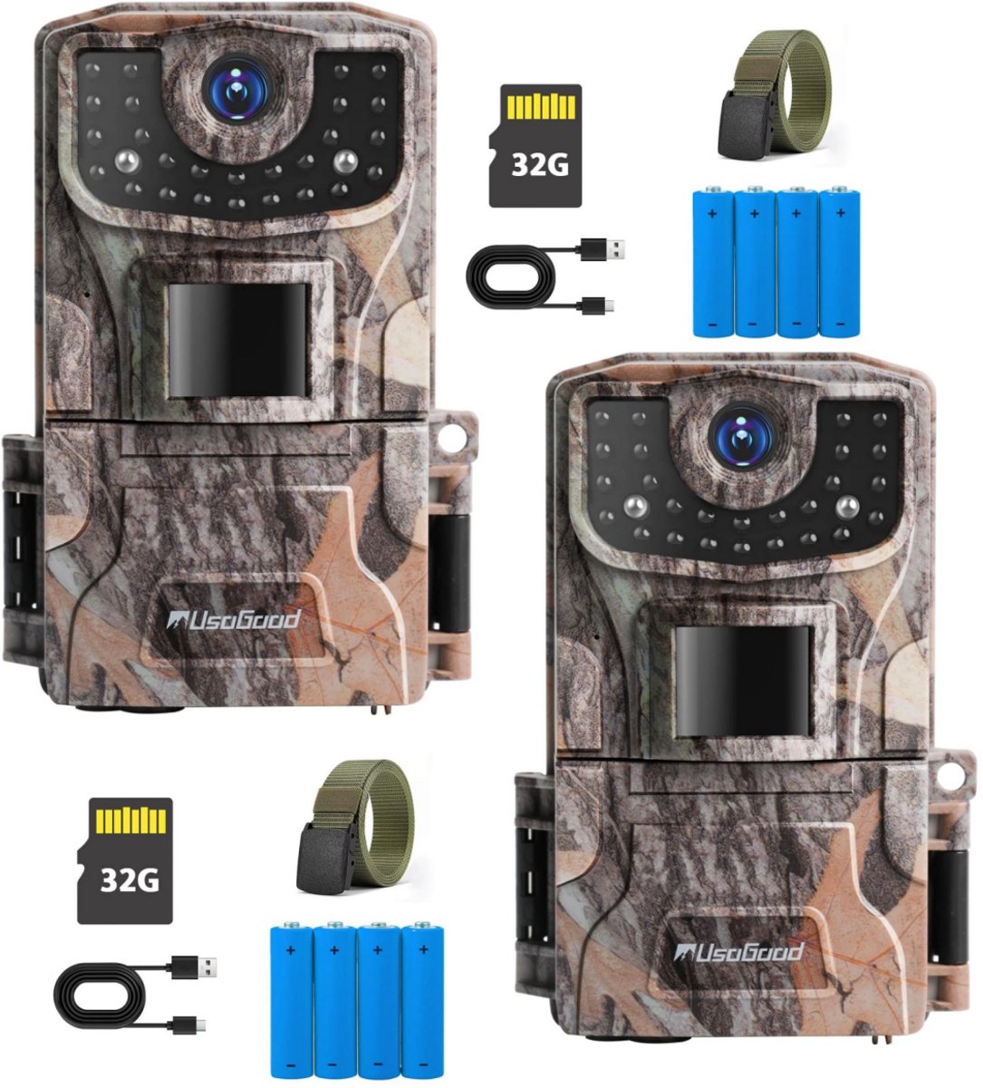 Usogood Professionele Wildcamera 36MP met Nachtzicht - Incl. 32GB TF-kaart – Wildcamera voor Buiten / Wildlife Camera - Waterdicht - 2 Stuks