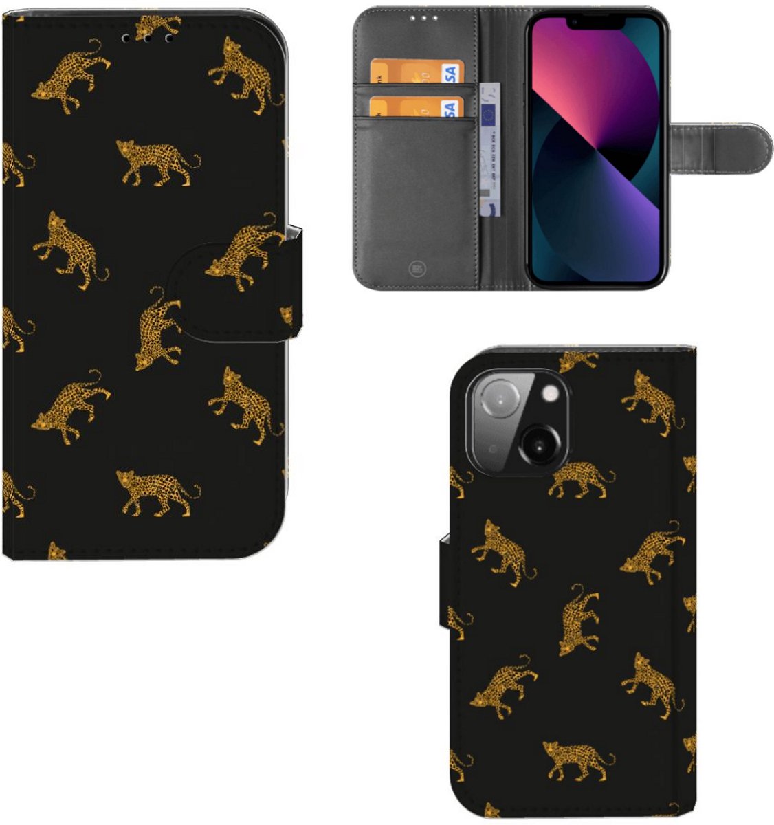 Telefoonhoesje met Pasjes voor iPhone 13 Mini Leopards