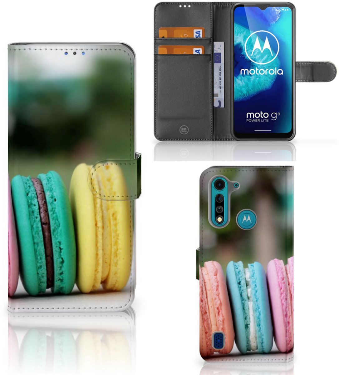 Boekhoesje voor Motorola G8 Power Lite Book Cover Macarons
