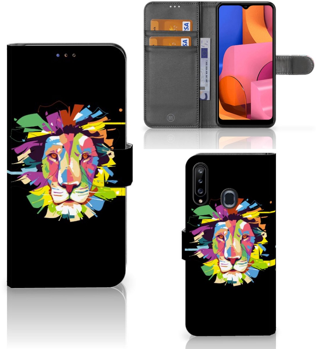 Book Case voor Samsung Galaxy A20s Leuk Hoesje Lion Color