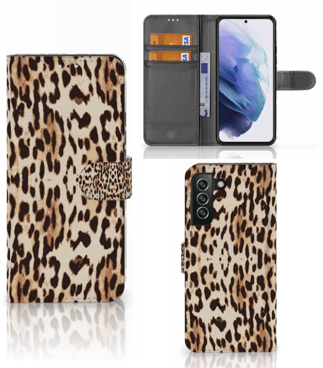 Samsung Galaxy S22 Plus Telefoonhoesje met Pasjes Leopard