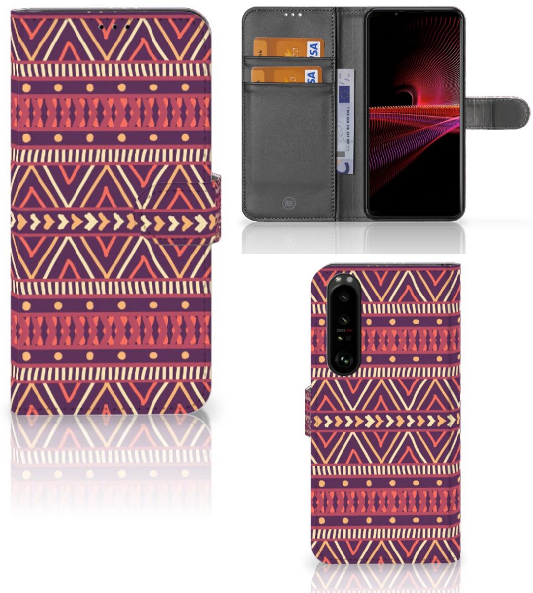 Sony Xperia 1 III Telefoon Hoesje Aztec Paars