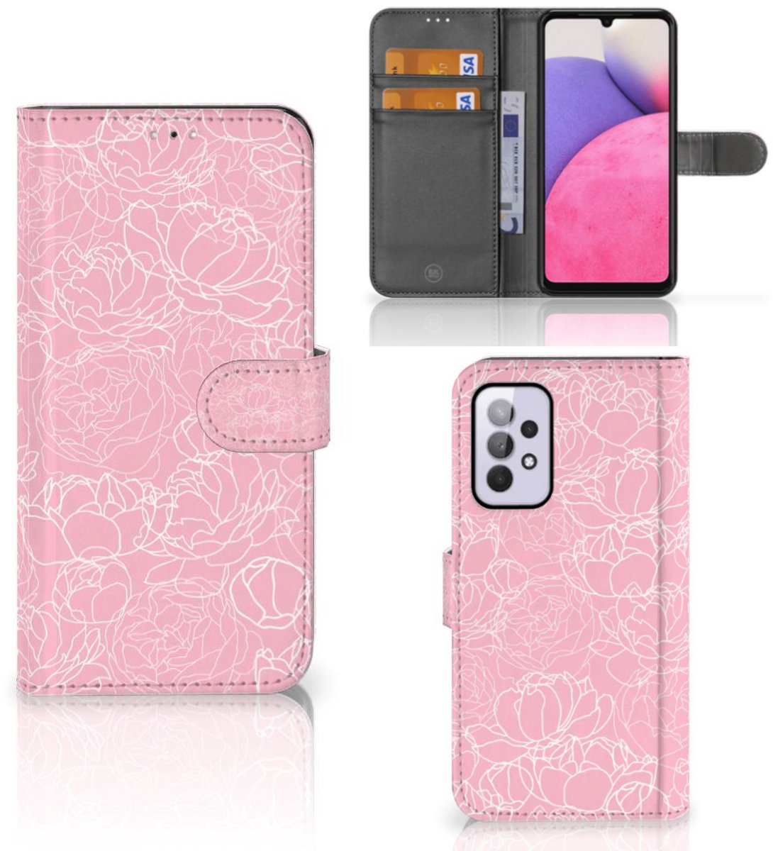 Boekhoesje voor Samsung Galaxy A33 5G Hoesje White Flowers