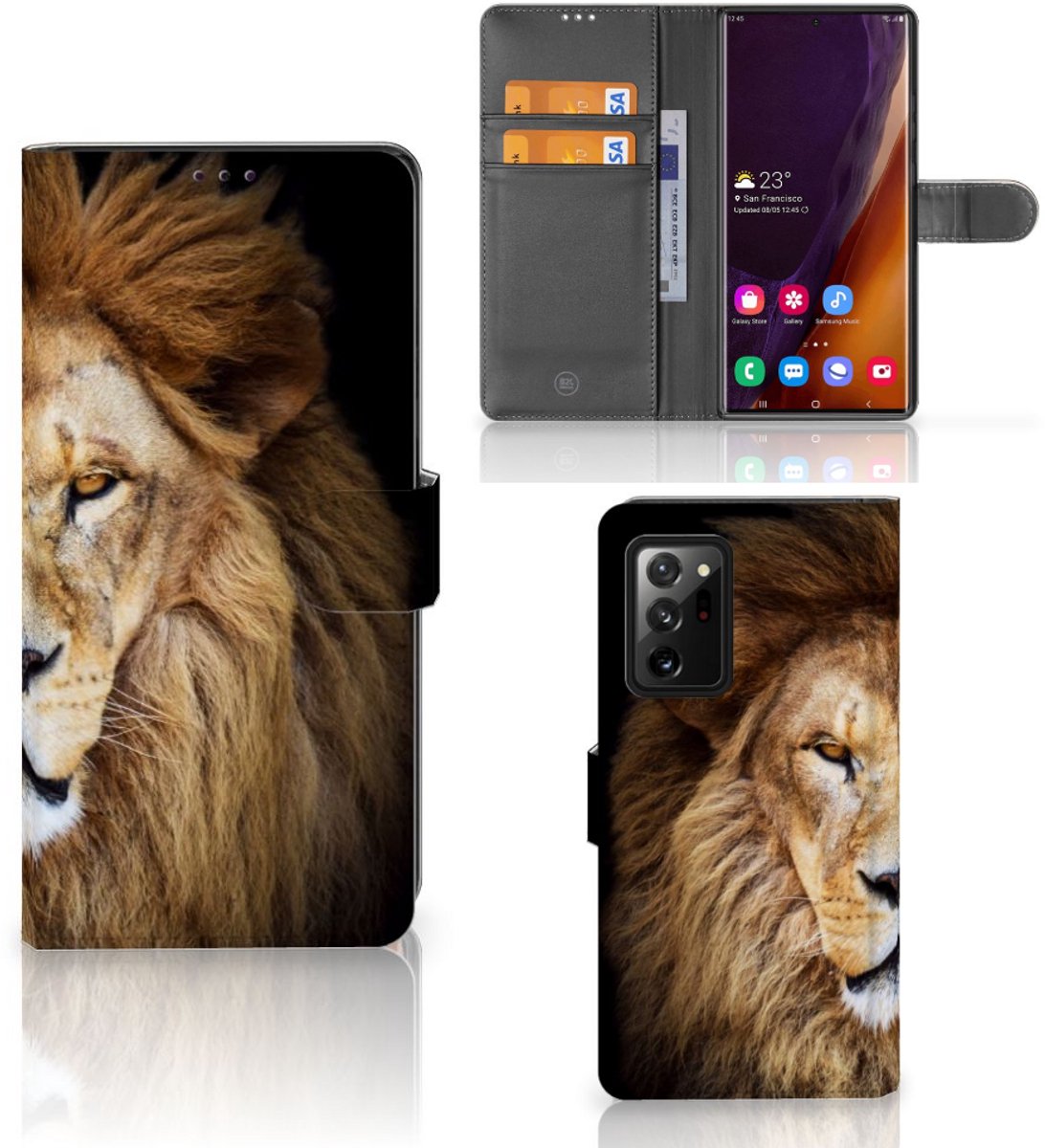 Samsung Galaxy Note20 Ultra Telefoonhoesje met Pasjes Leeuw
