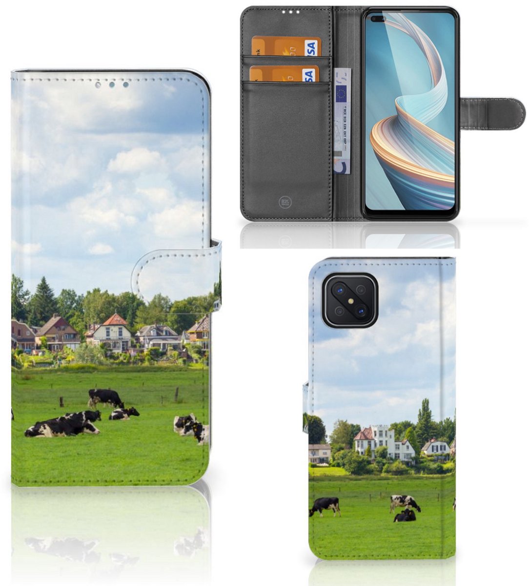 OPPO Reno4 Z Telefoonhoesje met Pasjes Koeien