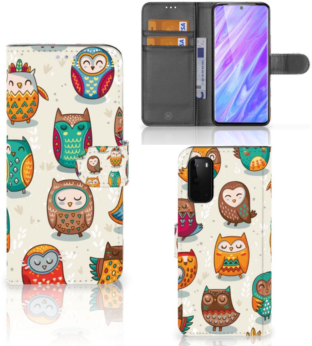 Samsung Galaxy S20 Telefoonhoesje met Pasjes Vrolijke Uilen