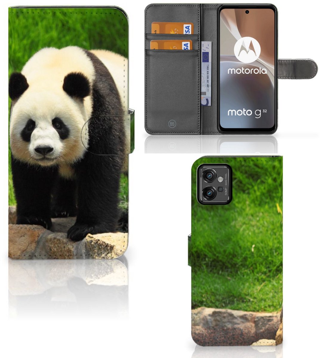 Motorola Moto G32 Telefoonhoesje met Pasjes Panda
