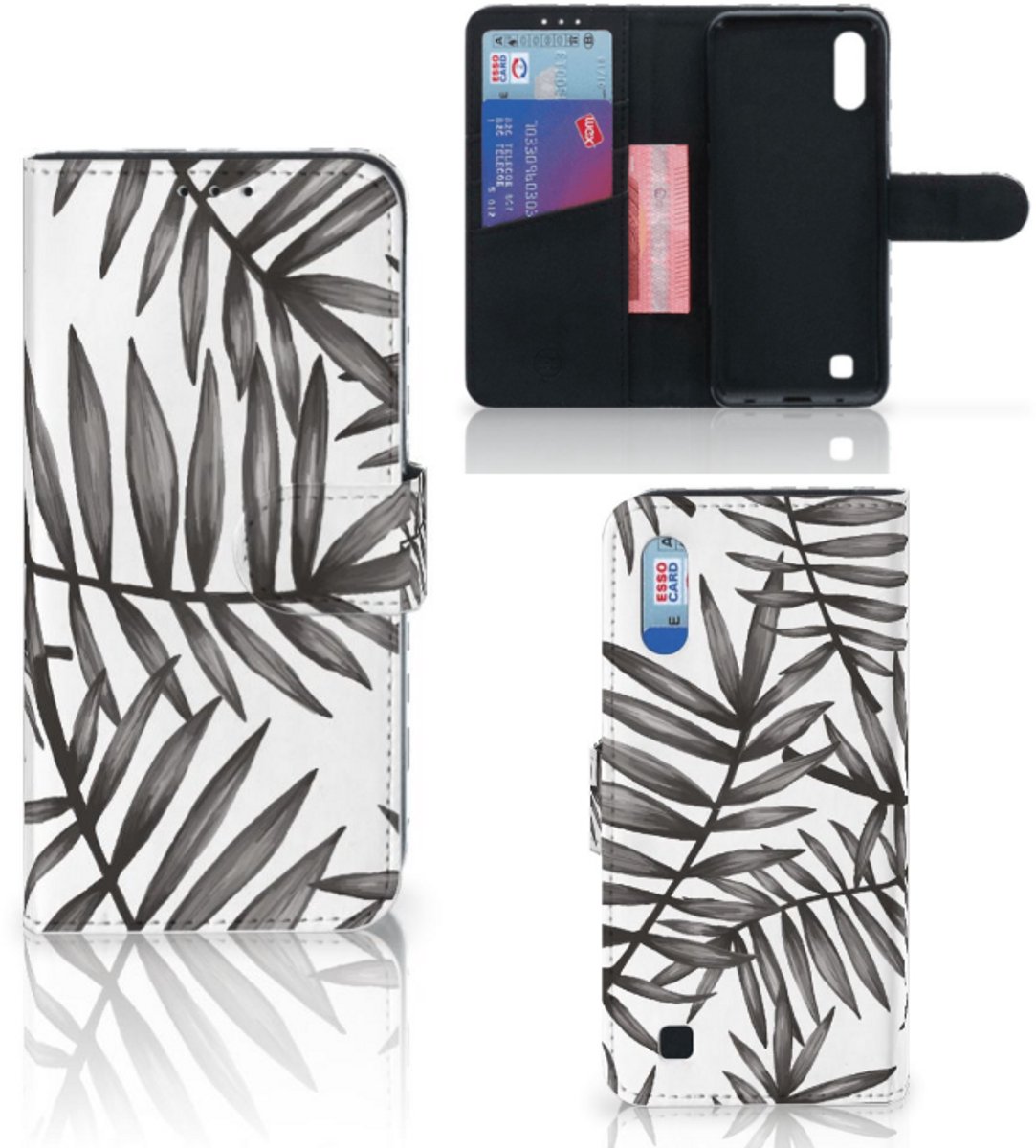 Samsung Galaxy M10 Hoesje Leaves Grey