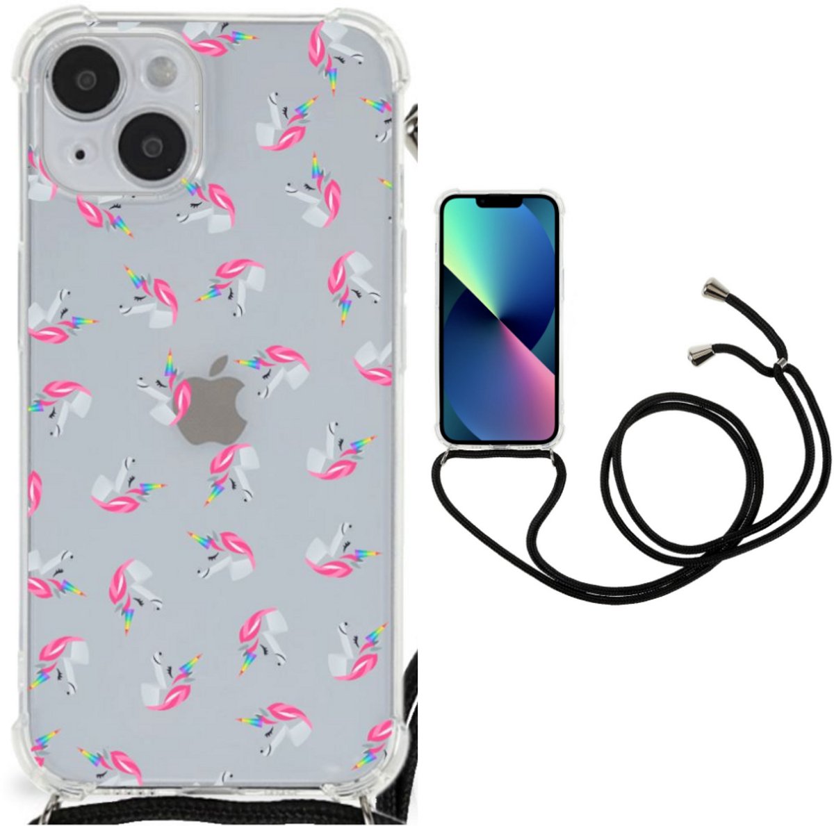 Doorzichtige Silicone Hoesje voor iPhone 14 Plus Unicorns