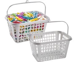 Plasticforte Knijpermandje - 2x - zilver - 20 x 25 cm - kunststof - wasknijpertasje/knijperzak