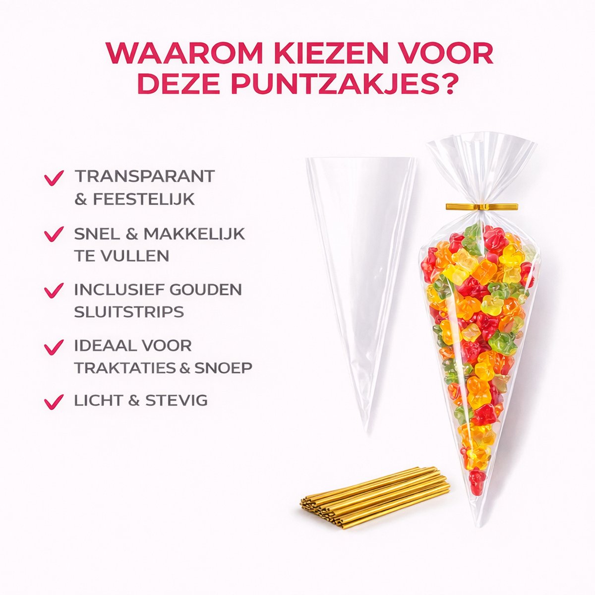 Isa's Friends® - Uitdeelzakjes - 50 stuks - 25 x 13cm - Puntzakken - Snoepzakjes - Traktatie Zakjes - Cellofaan Zakjes - Cadeauzakjes - Uitdeelzakjes Kinderfeestje - Traktatie Uitdeelcadeautjes - Zakjes Traktatie — afbeelding 4