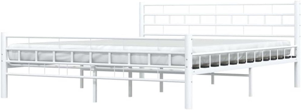 Metalen Bedframe - Ledikant Frame - Slaapkamer Inrichten - Massieve Constructie - 160x200 cm - Wit