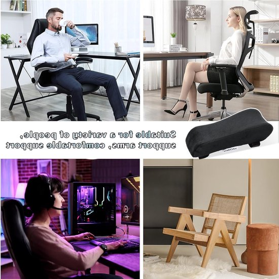 Ergonomische Geheugenfoam Armsteun Kussens voor Kantoor- en Gamingstoelen - 2 Stuks, Comfortabel en Ondersteunend — afbeelding 3
