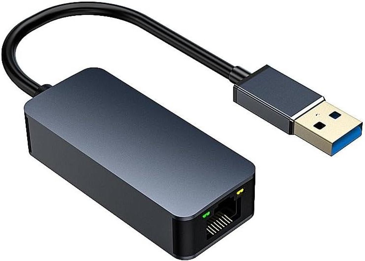 Ethernet Netwerkkaart - Gigabit Adapter USB - Snelle Internetverbinding - 2500 Mbps Snelheid - USB 3.0 - Grijs