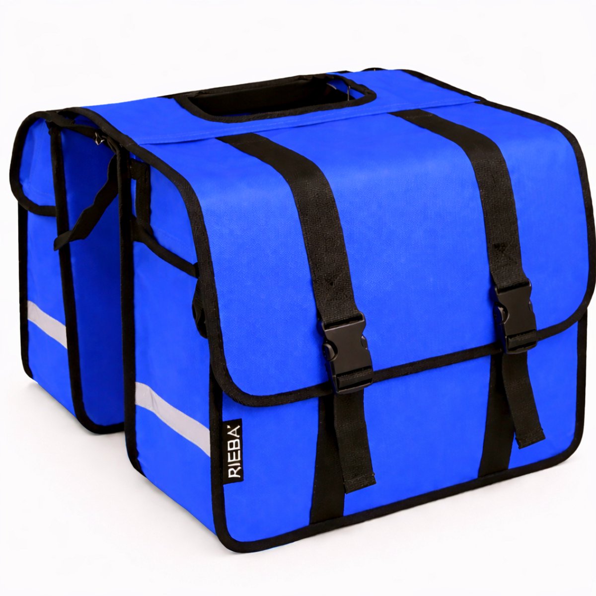 Rieba® Dubbele Fietstas 42 Liter - Electrische fiets - Stadsfiets - Reflectoren - Blauw - Waterdicht - Tarpaulin - Universele Bevestiging