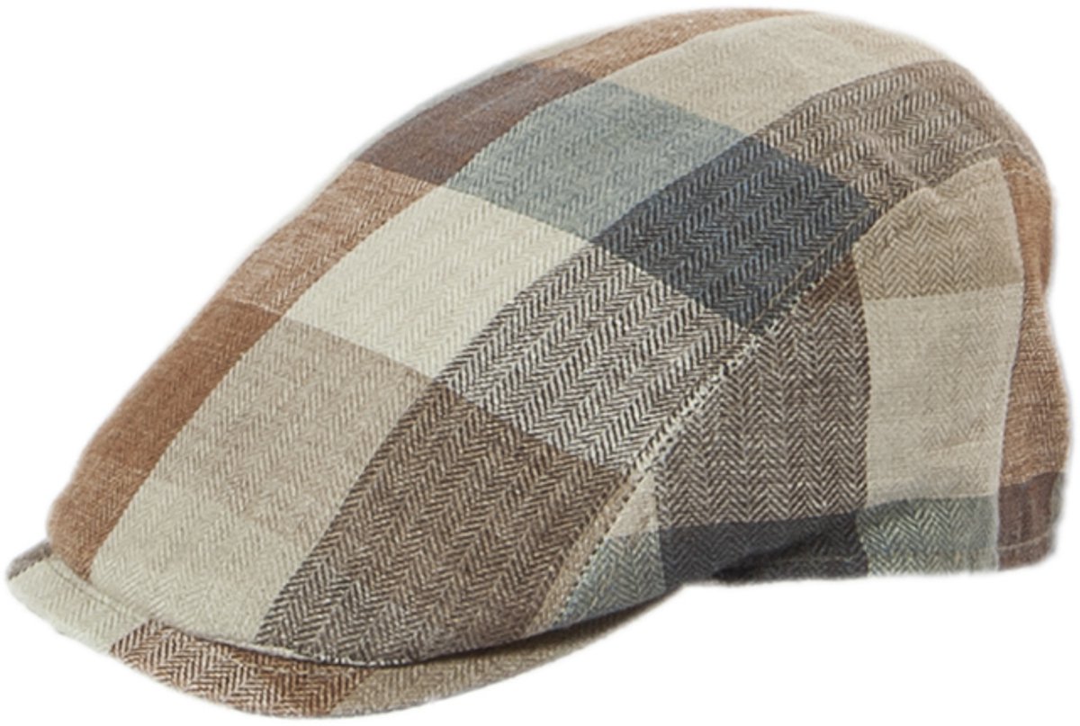 Flatcap Faustmann 100% Linnen kleur patchwork design beige maat 60