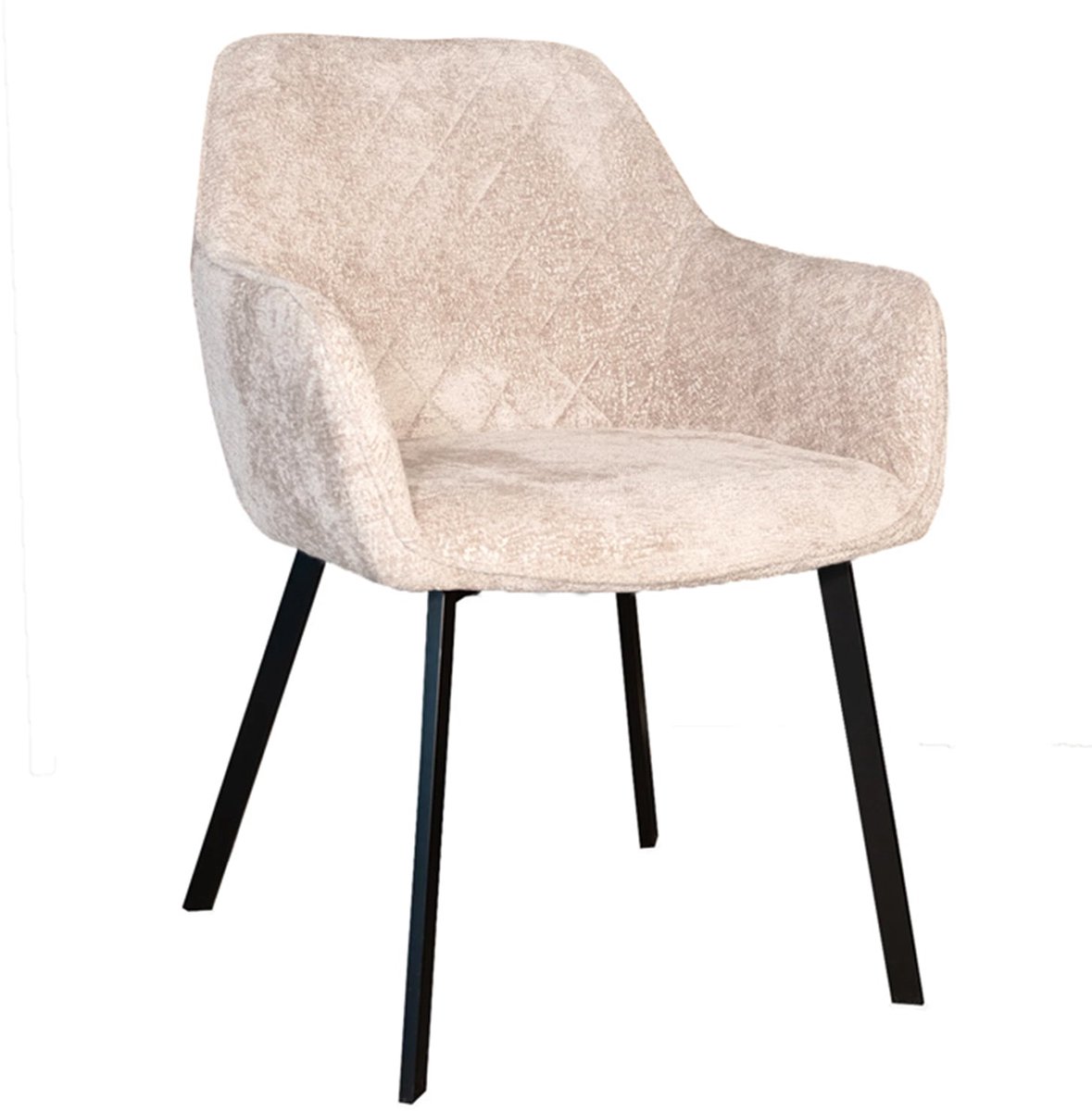 Eetkamerstoel met armleuning Yurgan chenille beige eetstoel zetel